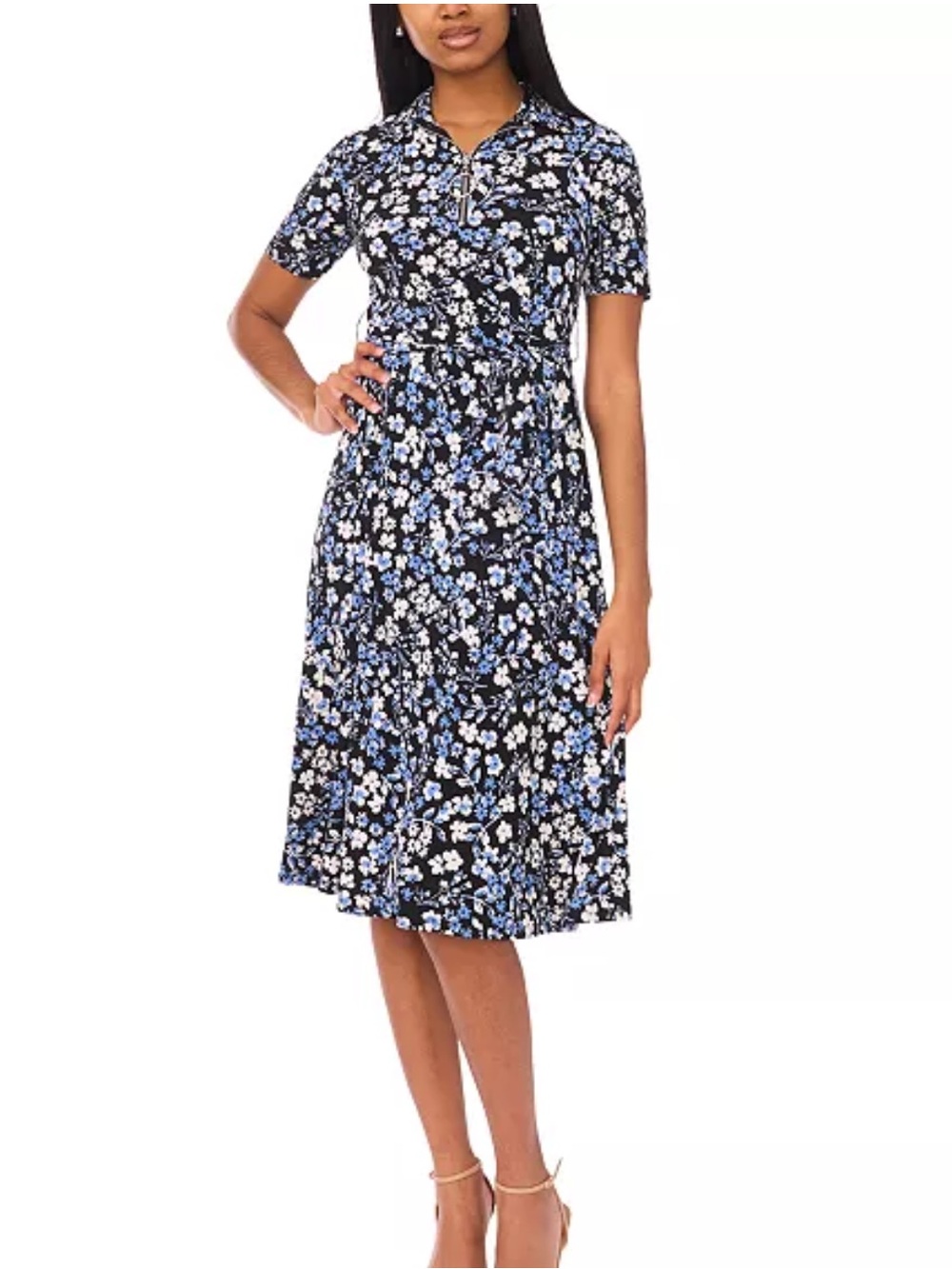 MSK Petite Collared Short Sleeve Dress
